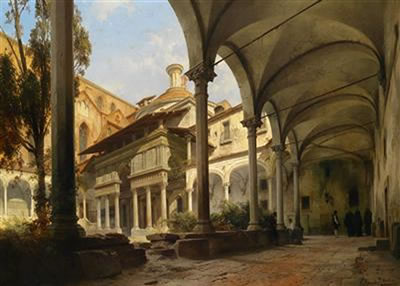 Courtyard of the Pazzi Chapel in the Basilica di Santa Croce in Florence