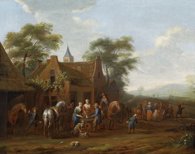 A hunting party in front of a tavern