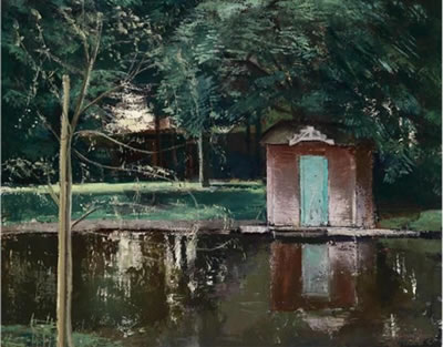 Bathing hut on the Schloßteich (St. Leonhard am Forst pond)