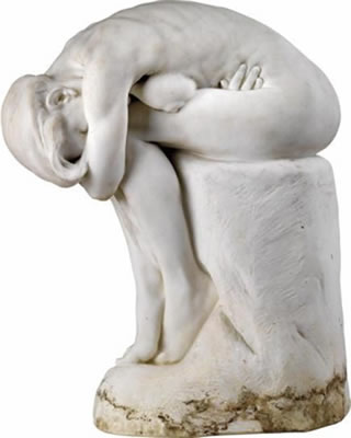 A crouching female nude