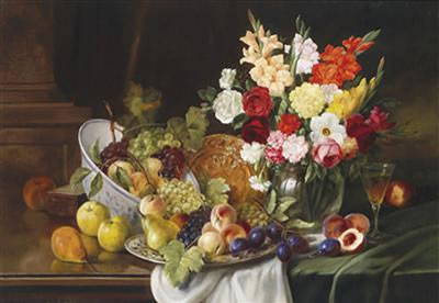 Large Still Life with Flowers and Fruit