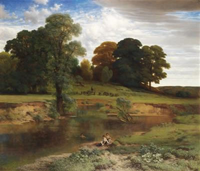 Landscape with Boys Swimming