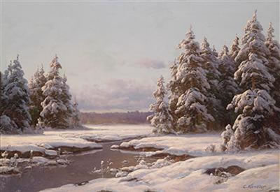 Winter Landscape by Carl Kenzler - Auction record, sale price, and art valuation. Compare with similar artists and explore comparable artworks.
