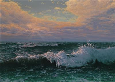 Crashing Waves in the Late Afternoon Light