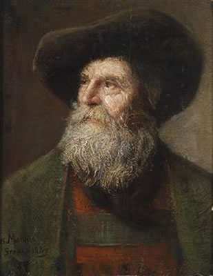 Sample artwork by Josef Theodor (The Lusenberger) Moroder (1846 - 1939), known for alpine figures, genre, portraits and landscape painting, sculpture - View similar artists and auction records