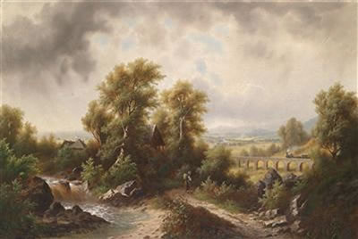 Landscape with railroad bridge