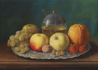 Still life with a plate of fruit by Ludwig Kohrl - Auction record, sale price, and art valuation. Compare with similar artists and explore comparable artworks.