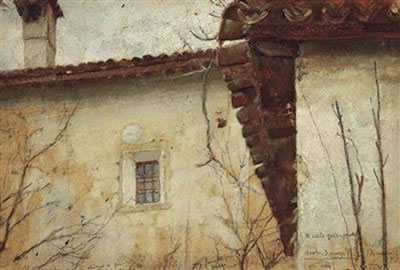 Detail of a Facade, Study for the painting "Primo Novembre" by Luigi Nono - Auction record, sale price, and art valuation. Compare with similar artists and explore comparable artworks.