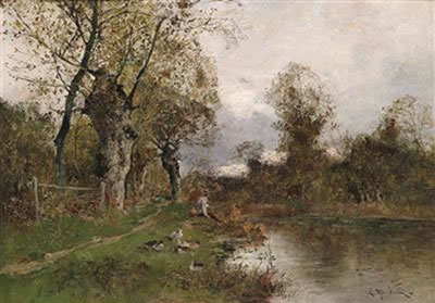 Sample artwork by Etienne Maxime Vallee (1853 - 1953), known for landscape and marine painting - View similar artists and auction records