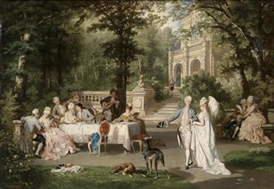 Elegant Group in the Palace Grounds by Carl Schwenninger II - Auction record, sale price, and art valuation. Compare with similar artists and explore comparable artworks.
