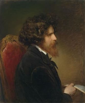 Portrait of Friedrich von Amerling: Young Man (self portrait?), half-length portrait, holding a sketchbook in the right hand