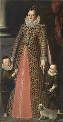 Portrait of a Duchess Sforza and her sons