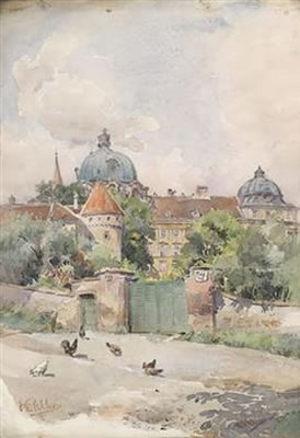 Sample artwork by Rudolf Pichler (1874 - 1950), known for paintings of large buildings, landscape, illustration - View similar artists and auction records