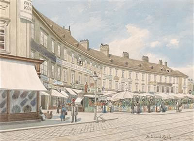 The Old Naschmarkt in Vienna by Ferdinand Zach - Auction record, sale price, and art valuation. Compare with similar artists and explore comparable artworks.