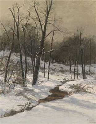 Landscape with Stream in Winter