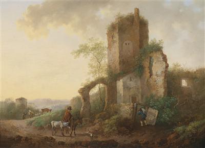 A horseman in a landscape with ruins