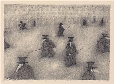 St Mark with Plague Doctors