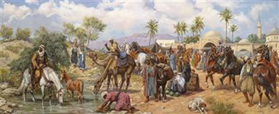 Oriental Scene richly decorated with figures