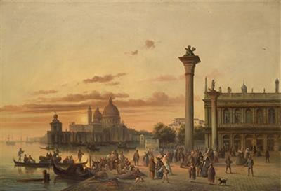 Hustle and Bustle in St. Mark's Square, Venice with View of Punta della Dogana and Santa Maria della Salute by Josef Carl Berthold Puttner - Auction record, sale price, and art valuation. Compare with similar artists and explore comparable artworks.