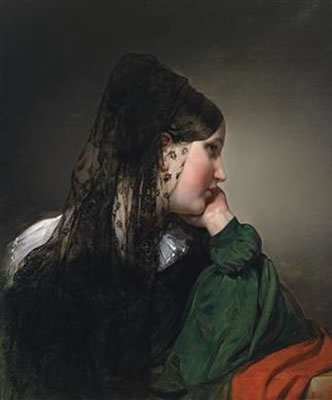 Profile Portrait of a Girl with Black Mantilla by Friedrich von Amerling - Auction record, sale price, and art valuation. Compare with similar artists and explore comparable artworks.