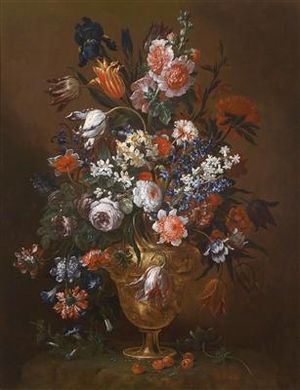 A bouquet of flowers in a magnificent vase
