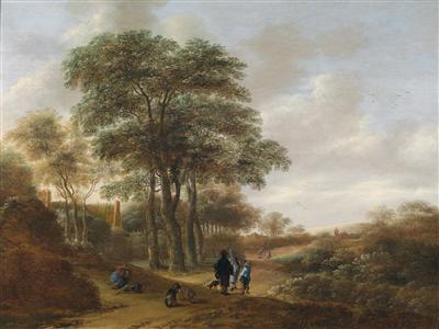 A landscape with travellers