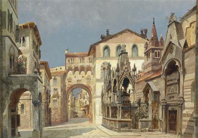 Die Scagliergräber in Verona, verso am Karton bezeichnet Anton Brioschi