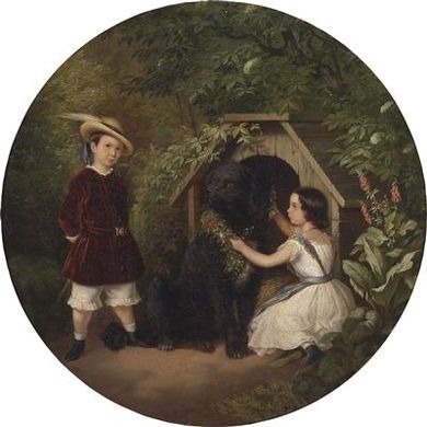 Circle Portrait of Felix (1849-1909) and Doris (born 1848) Seidel with their trusty companion by Julius Friedrich Ludwig Runge - Auction record, sale price, and art valuation. Compare with similar artists and explore comparable artworks.