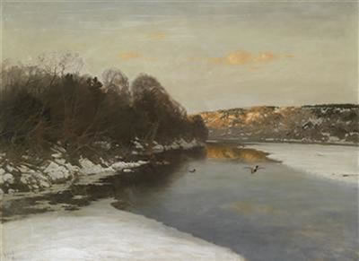 Ducks on the Frozen River by August Fink - Auction record, sale price, and art valuation. Compare with similar artists and explore comparable artworks.