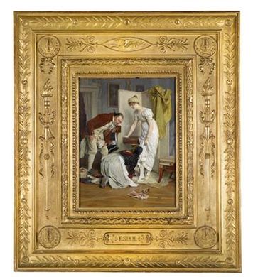 "Schuhprobe" (Trying on Shoes) by Franz Xaver Simm - Auction record, sale price, and art valuation. Compare with similar artists and explore comparable artworks.