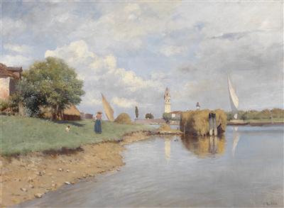View of the Church Santa Maria Valverde on the island of Mazzorbo, "Mazzorbo bei Burano" by Franz Leo Ruben - Auction record, sale price, and art valuation. Compare with similar artists and explore comparable artworks.