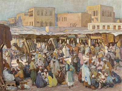Market in Aleppo by Andor Dobai Szekely - Auction record, sale price, and art valuation. Compare with similar artists and explore comparable artworks.