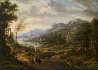 Weite südliche Küstenlandschaft mit einer antiken Ruine und türkischen Reitern by Wilhelm Van Bemmel - Auction record, sale price, and art valuation. Compare with similar artists and explore comparable artworks.