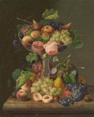 Large Still Life with Fruit and Roses