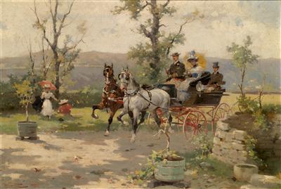 Sample artwork by Alfredo Tominz (1854 - 1936), known for painting horses and hunting scenes - View similar artists and auction records