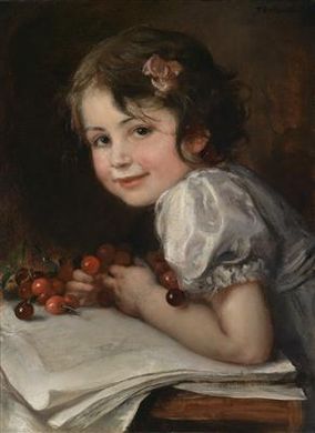 Cherries - Portrait of Daughter Hedda, circa 1902