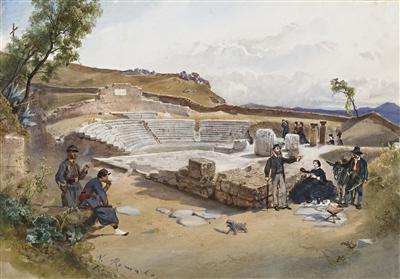 Portrait of Anton Romako: Self Portrait of the Artist with his Wife on a Picnic at the Amphitheatre Tuscolo near Frascati
