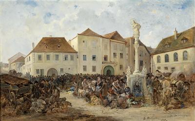 Swine Market in Pulkau by Ignaz Ellminger - Auction record, sale price, and art valuation. Compare with similar artists and explore comparable artworks.