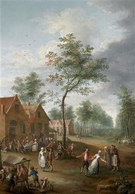 Two pastoral scenes. A village festival, and The arrival of a guest by Jan Anton Garemyn - Auction record, sale price, and art valuation. Compare with similar artists and explore comparable artworks.