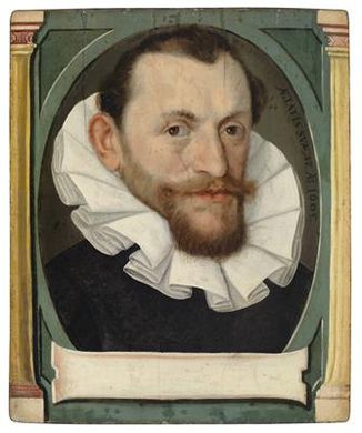 Bust of a councilman in a black waistcoat and white ruff