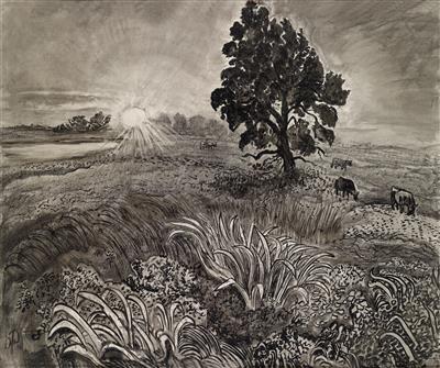 Meadow Landscape with Sunrise