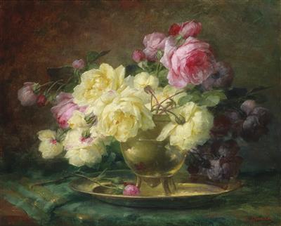 Flower Piece with Roses by Andre Perrachon - Auction record, sale price, and art valuation. Compare with similar artists and explore comparable artworks.