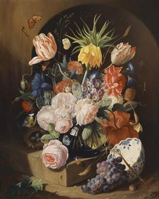 Flower Piece with Chinese Bowl and Butterfly