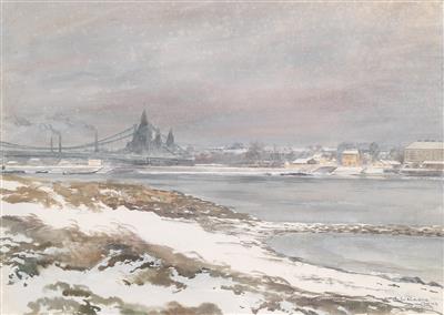 A view of the Danube and of Reichsbrücke