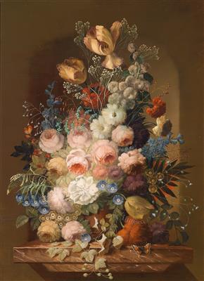 Large Decorative Still Life with Flowers by Josef Kamenitzky Steiner - Auction record, sale price, and art valuation. Compare with similar artists and explore comparable artworks.