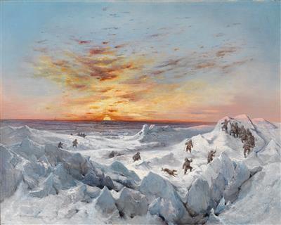 Sonnenaufgang am 16. Februar 1873 im Packeis zwischen Nowaja Semla and Franz Josef Land"
