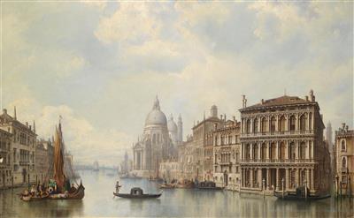 Large Venetian Scene with view of Santa Maria della Salute by Ludwig Hermann - Auction record, sale price, and art valuation. Compare with similar artists and explore comparable artworks.