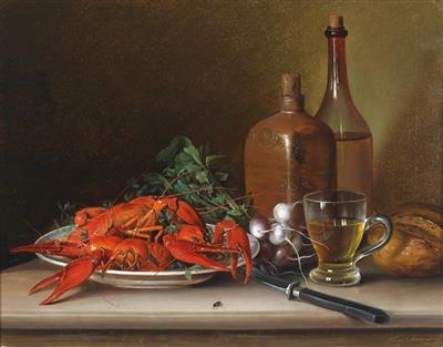 Still Life with Lobster, Radishes and a Bottle of Wine