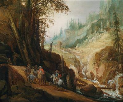 Rocky landscape with riders