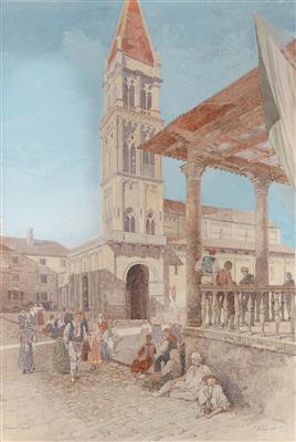 A market place in Traù (Trogir) near Split by Adolf Wagner - Auction record, sale price, and art valuation. Compare with similar artists and explore comparable artworks.